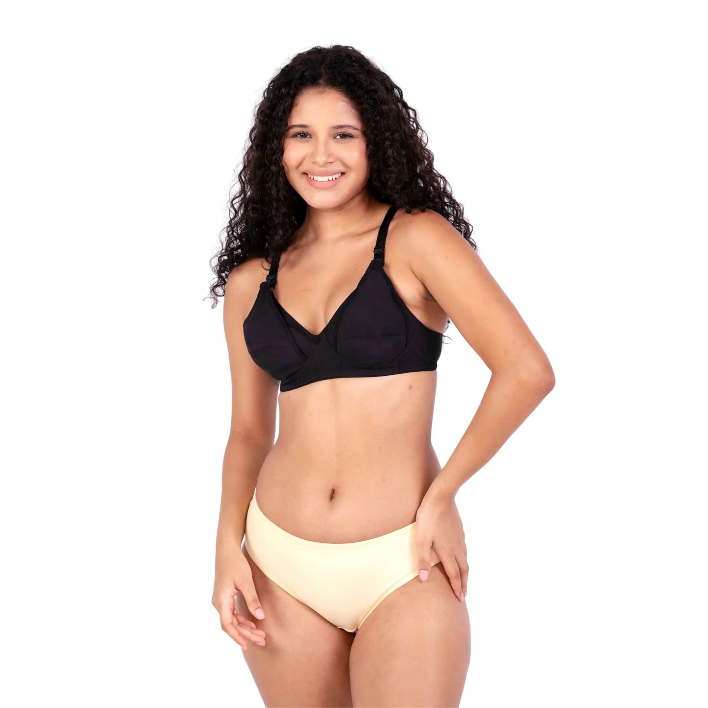 Anjali Black non padded feeding bra front view by gossip by mybra apparels