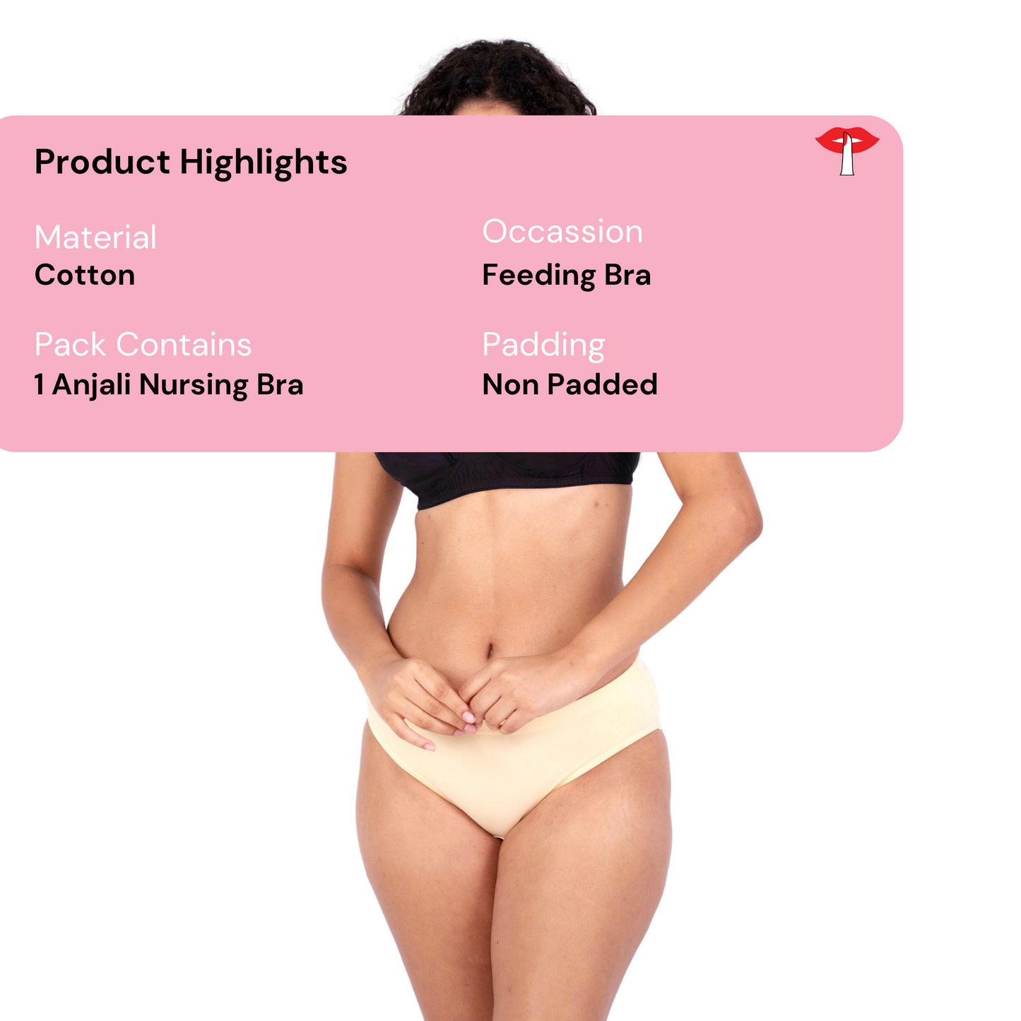 Anjali Black non padded feeding bra product information image by gossip store by mybra