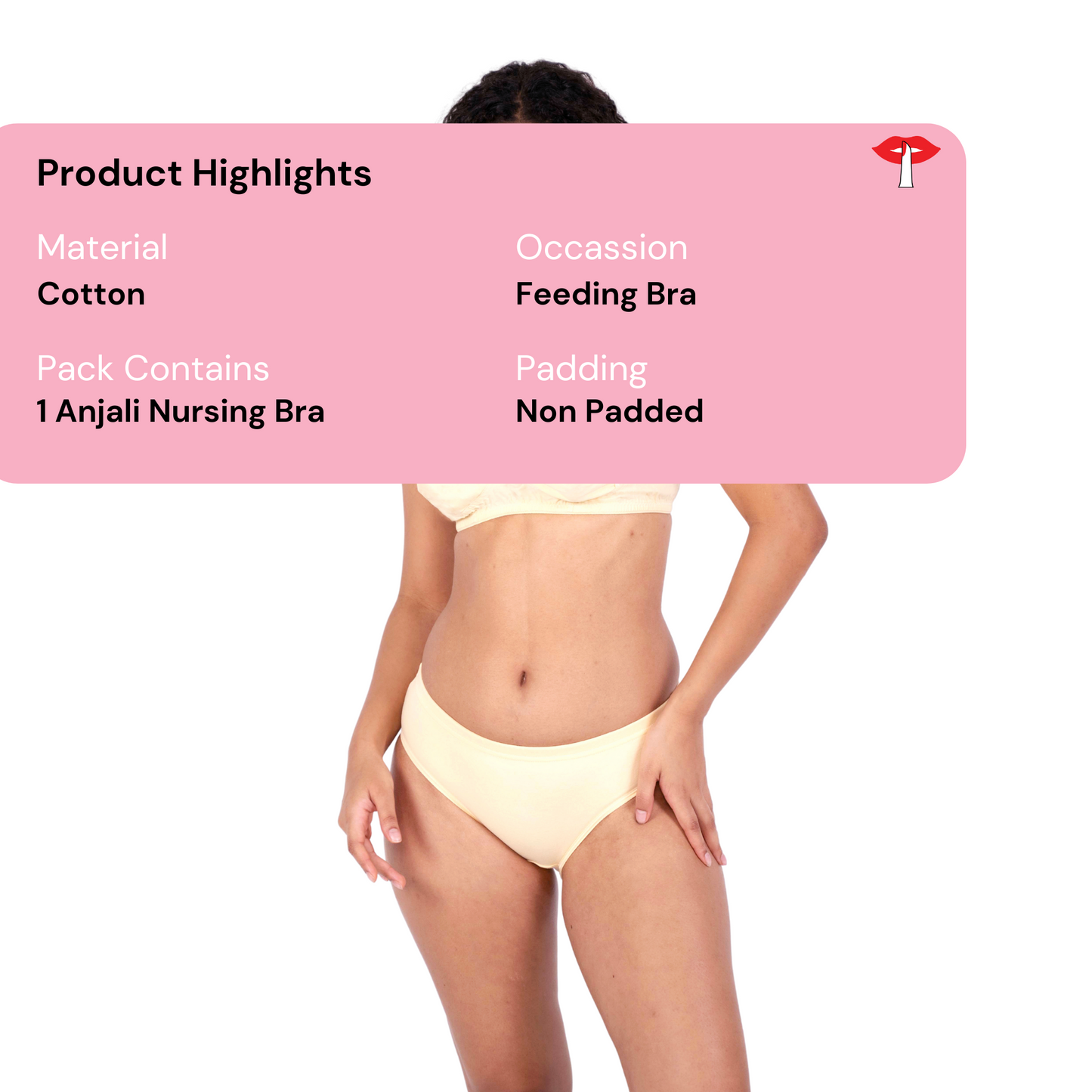 Anjali Skin non padded feeding bra product information image by gossip lingerie by mybra