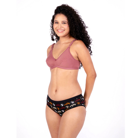 Shop Brick Arya daily wear lingerie set left view by gossip by mybra