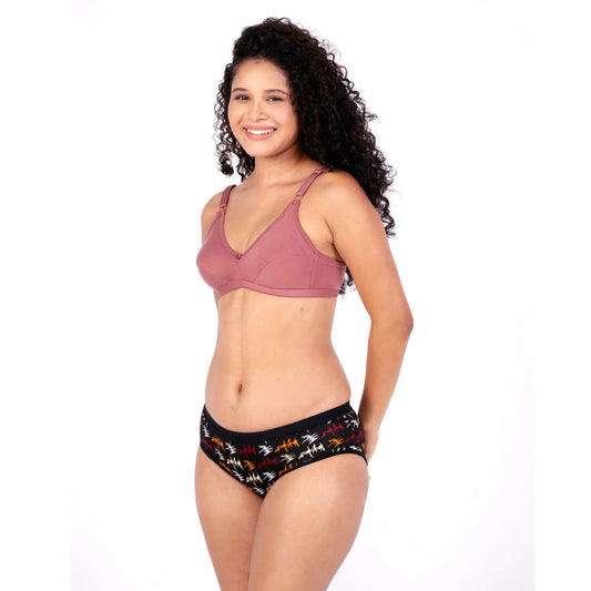 Shop Brick Arya daily wear lingerie set left view by gossip by mybra