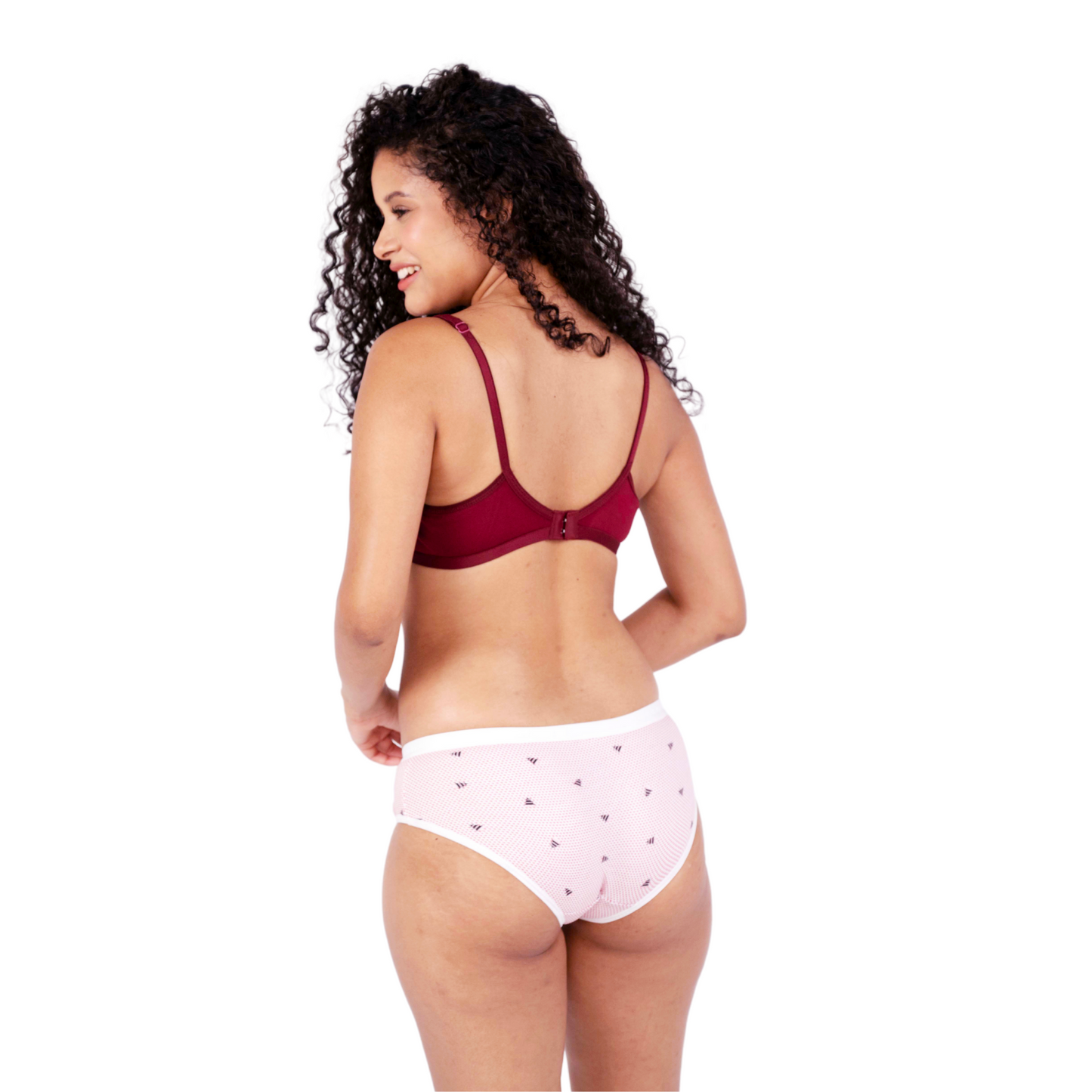 Shop Maroon Arya daily wear lingerie set back view by gossip by mybra