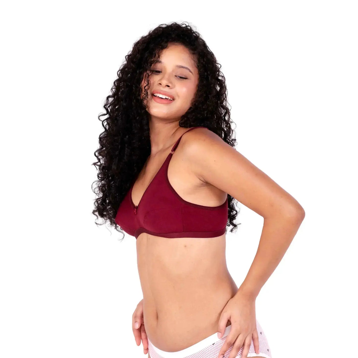 Shop Maroon Arya daily wear bra left view by gossip by mybra