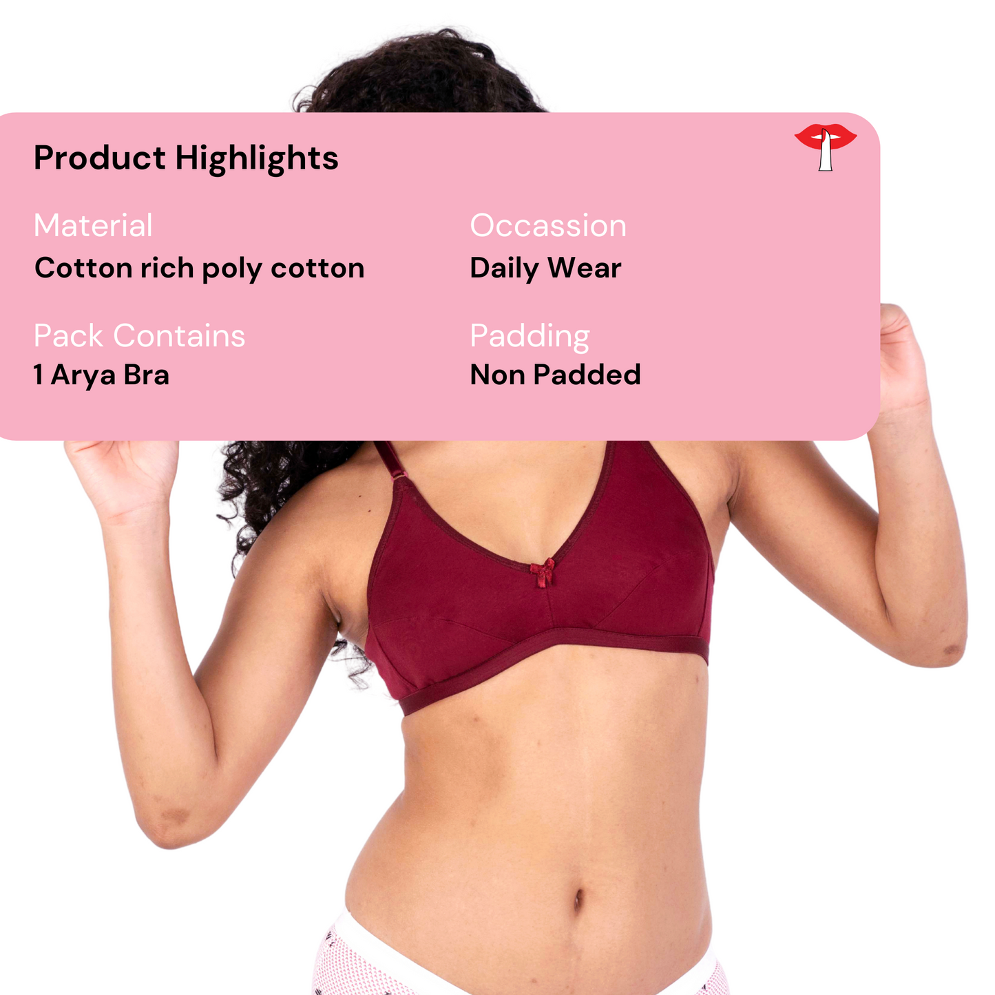 Shop Maroon Arya daily wear bra product information by gossip by mybra