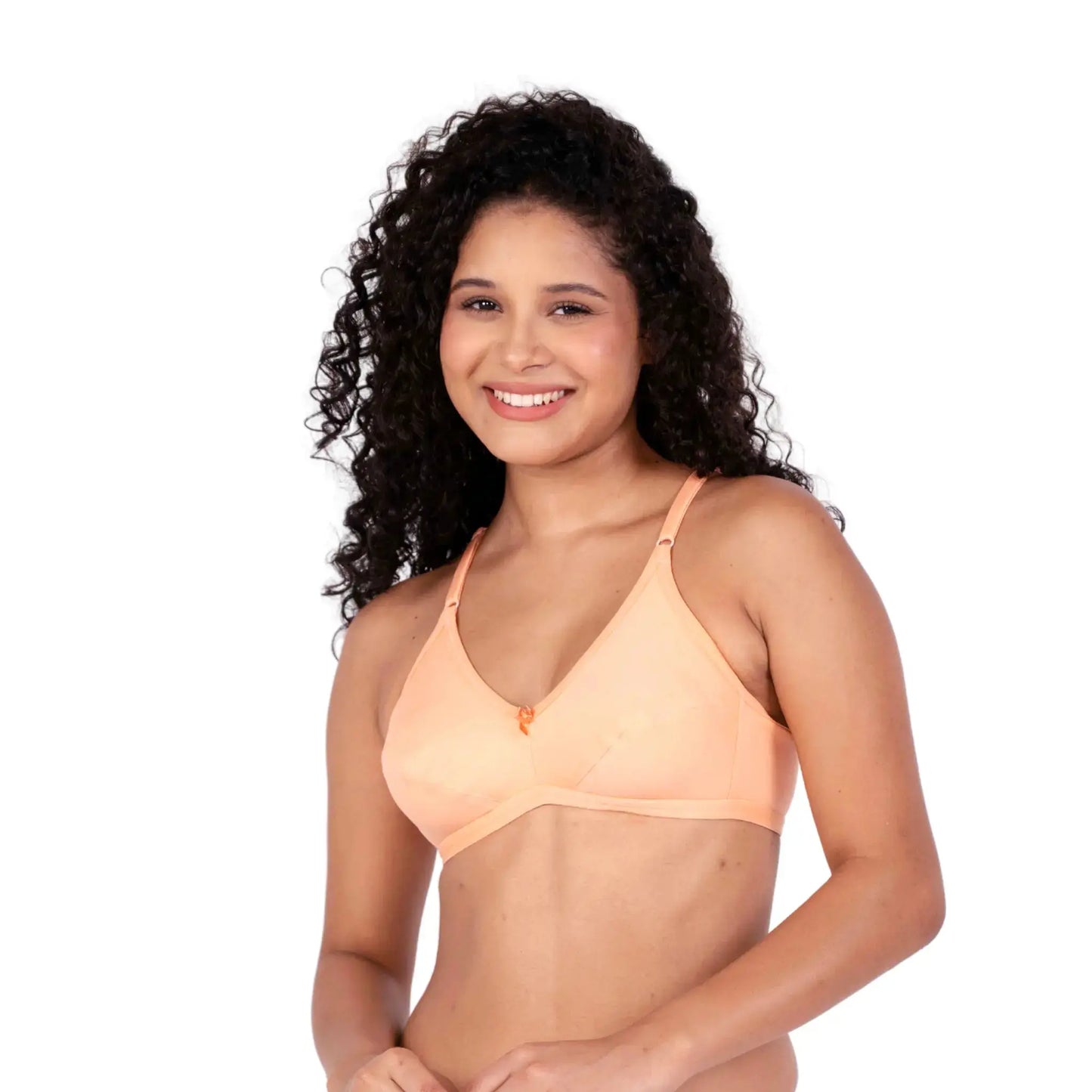 Shop Peach Arya daily wear bra front view by gossip by mybra