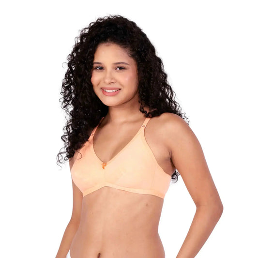 Shop Peach Arya daily wear bra left view by gossip by mybra