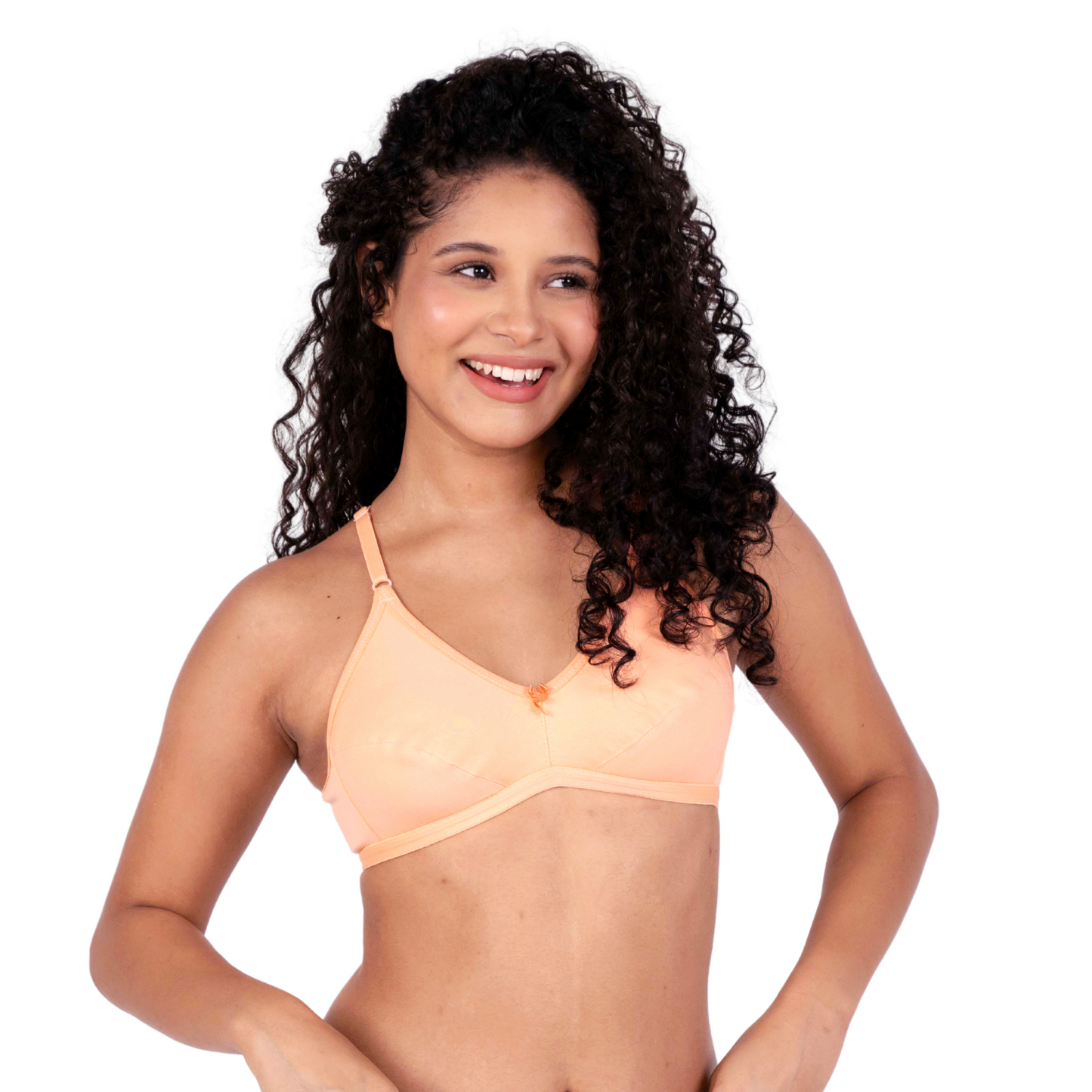 Shop Peach Arya daily wear bra right view by gossip by mybra