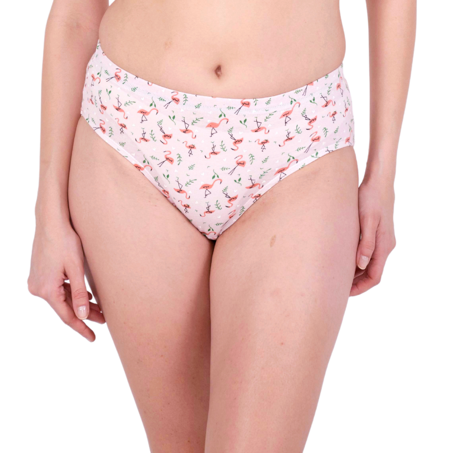 Buy Baby Pink Flamingo Printed Panties Online front view On Gossip By Mybra Apparels
