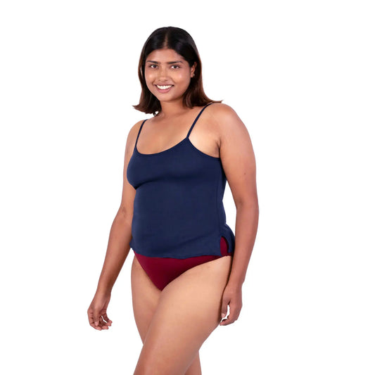 Navy Blue cindy slip or camisole left view by gossip by mybra