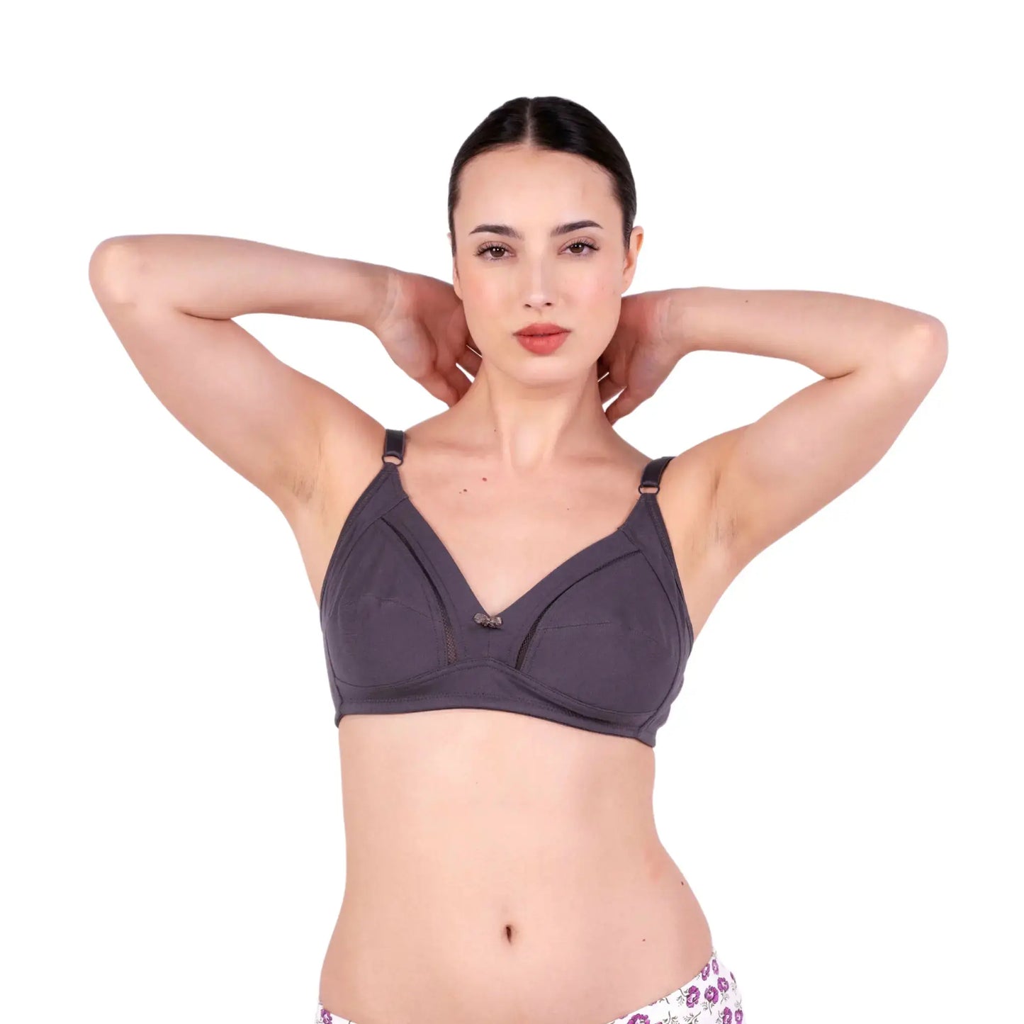 coffee brown non padded mesh pannel bra front view by gossip by mybra