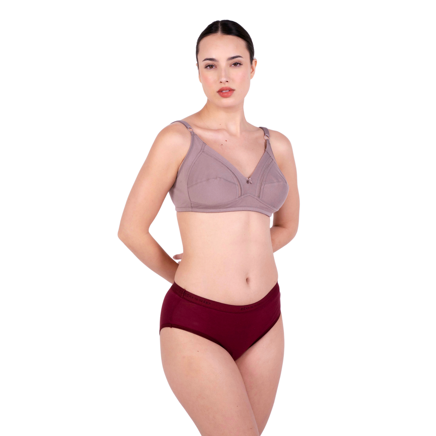 fawn non padded net bra and panty set left view by gossip by mybra