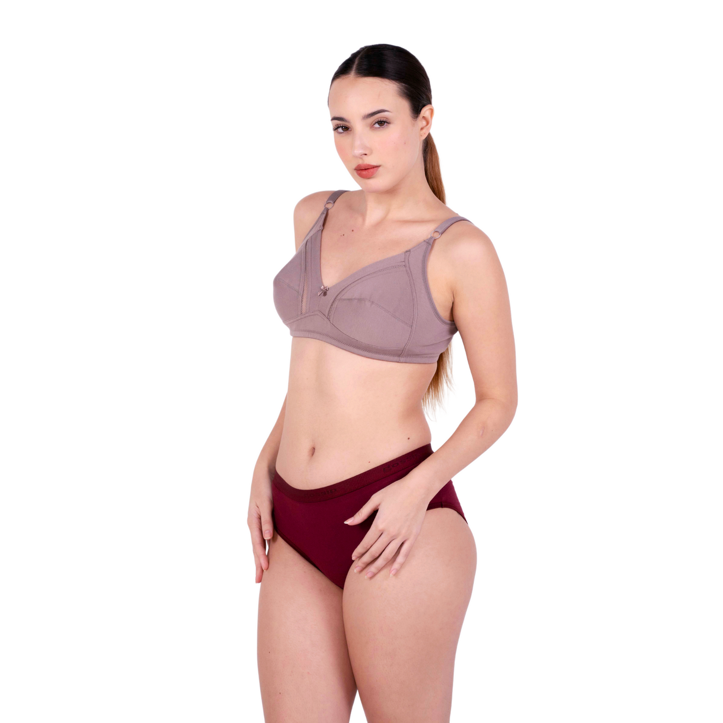 fawn non padded net bra and panty set right view by gossip by mybra