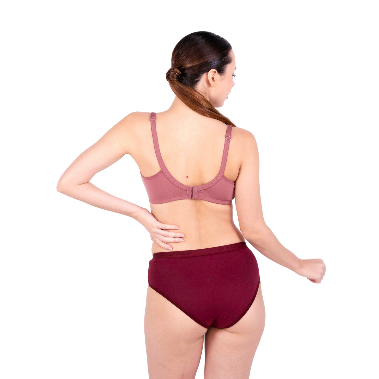 brick non padded net bra and panty set back view by gossip by mybra