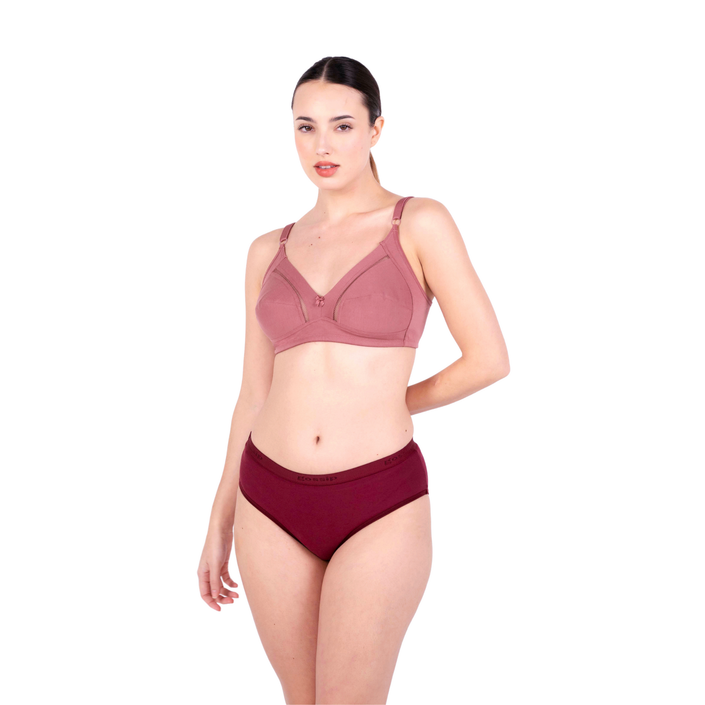 brick non padded net bra and panty set left view by gossip by mybra