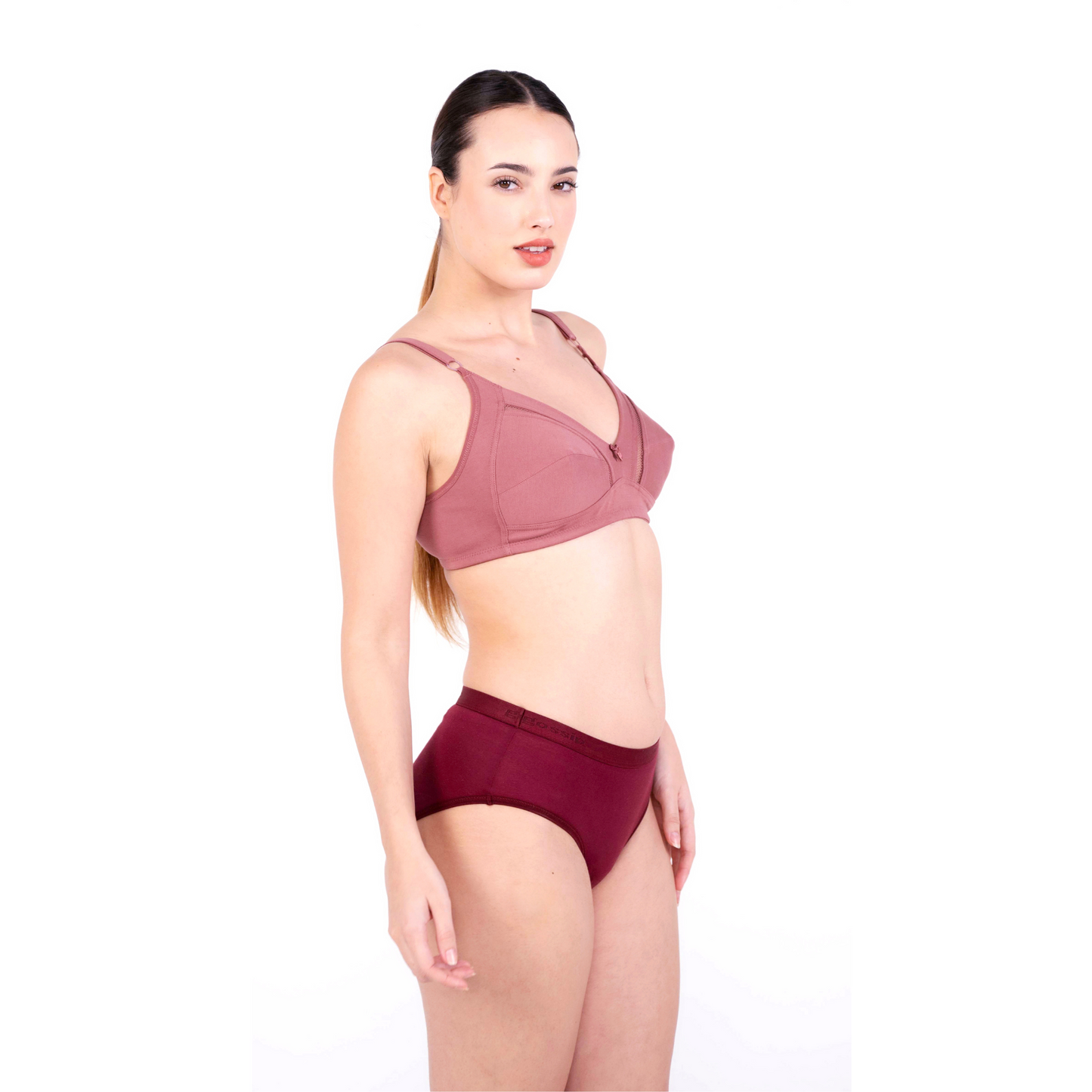brick non padded net bra and panty set right view by gossip by mybra