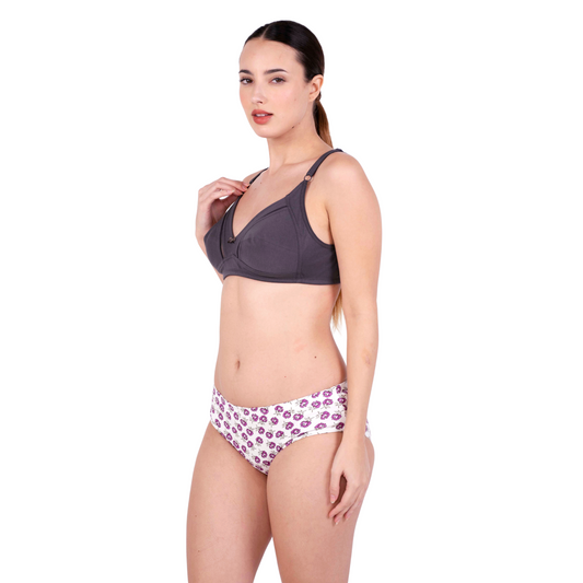 hot coffee non padded net bra and panty set left view by gossip by mybra