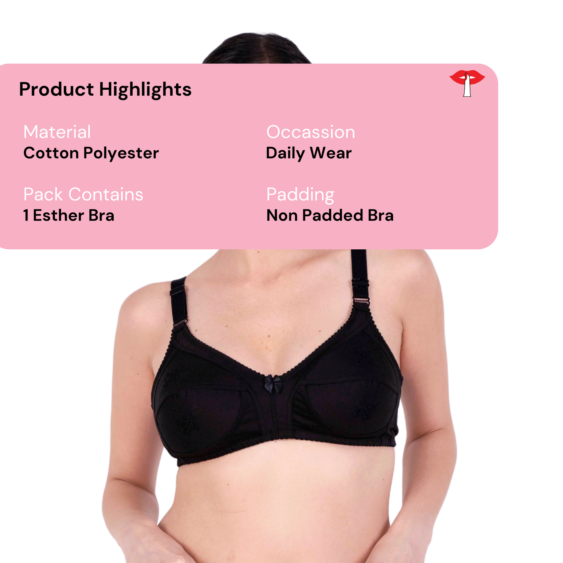 Black embroidery bra product information image by gossip by mybra