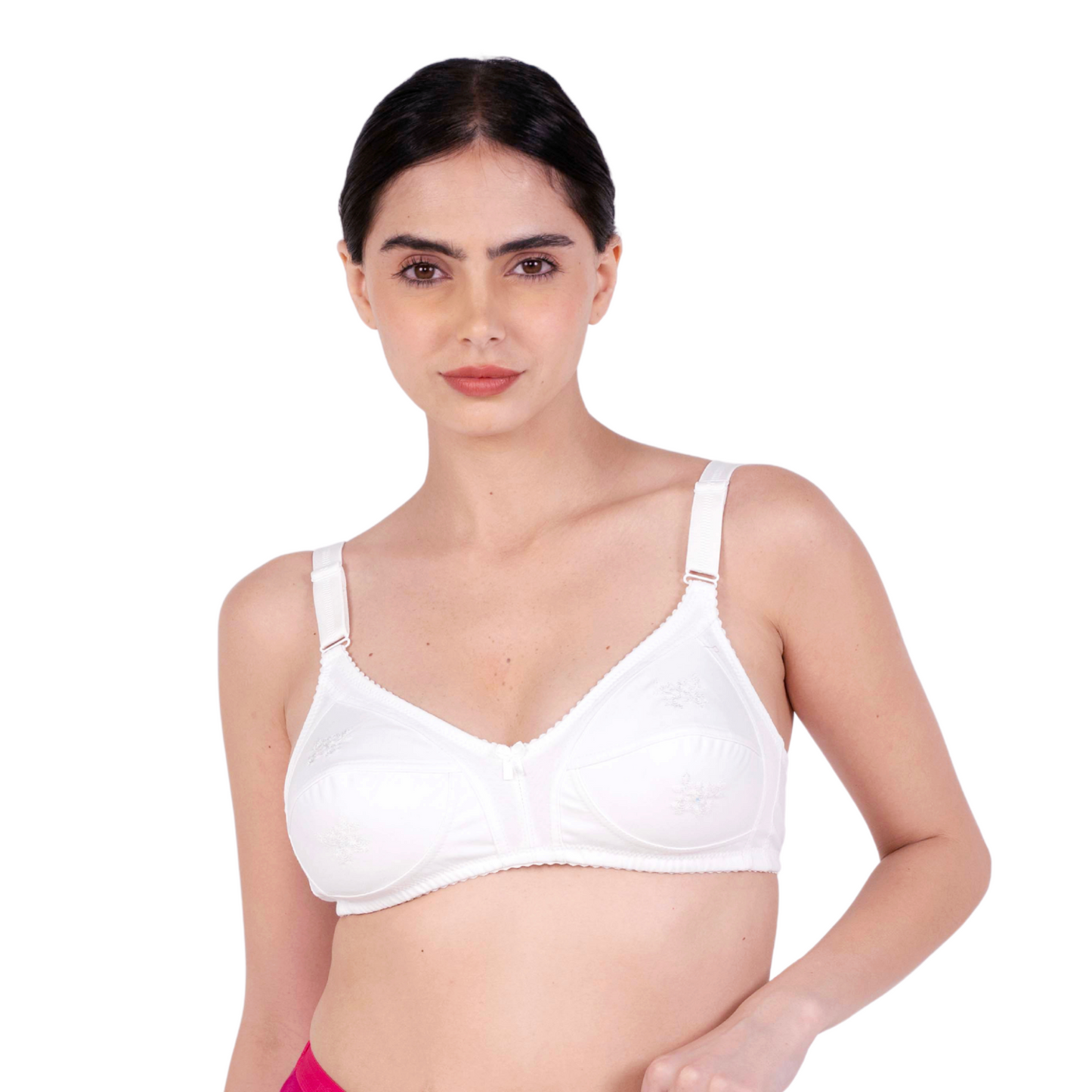 White embroidery bra front view by gossip by mybra