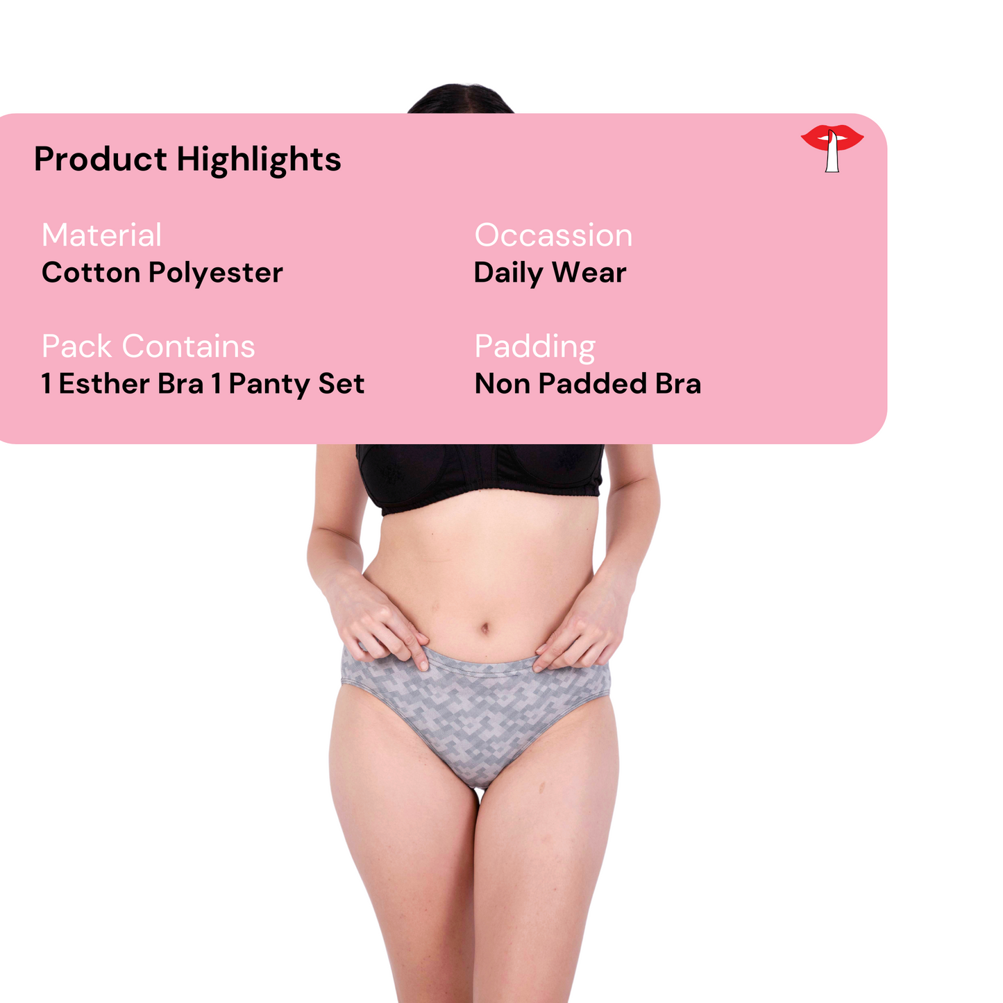 Black embroidery bra and panty set product information image by gossip by mybra