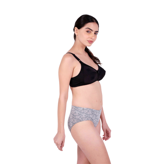 Black embroidery bra and panty set Right view by gossip by mybra