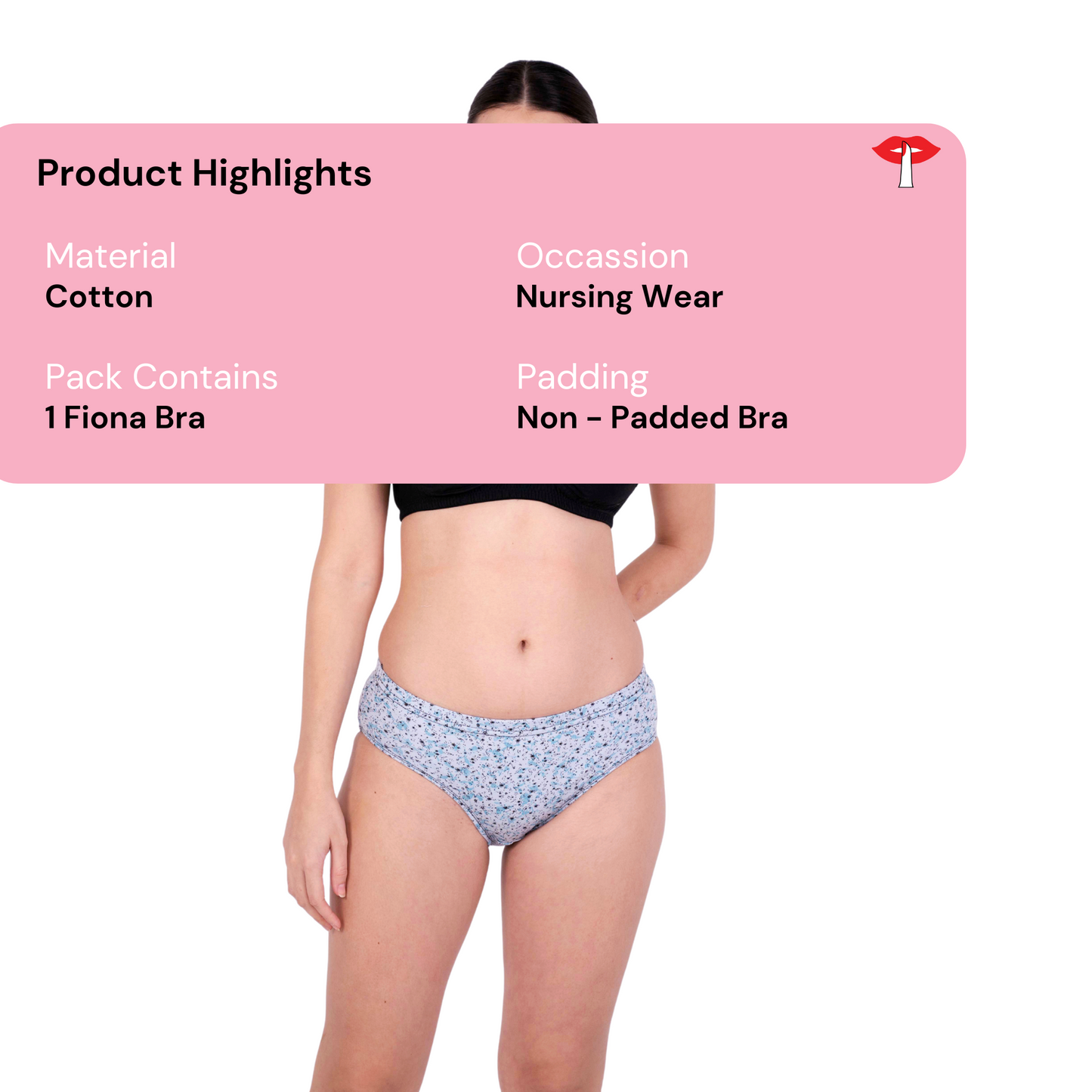 Black fiona nursing bra product information image by gossip by mybra