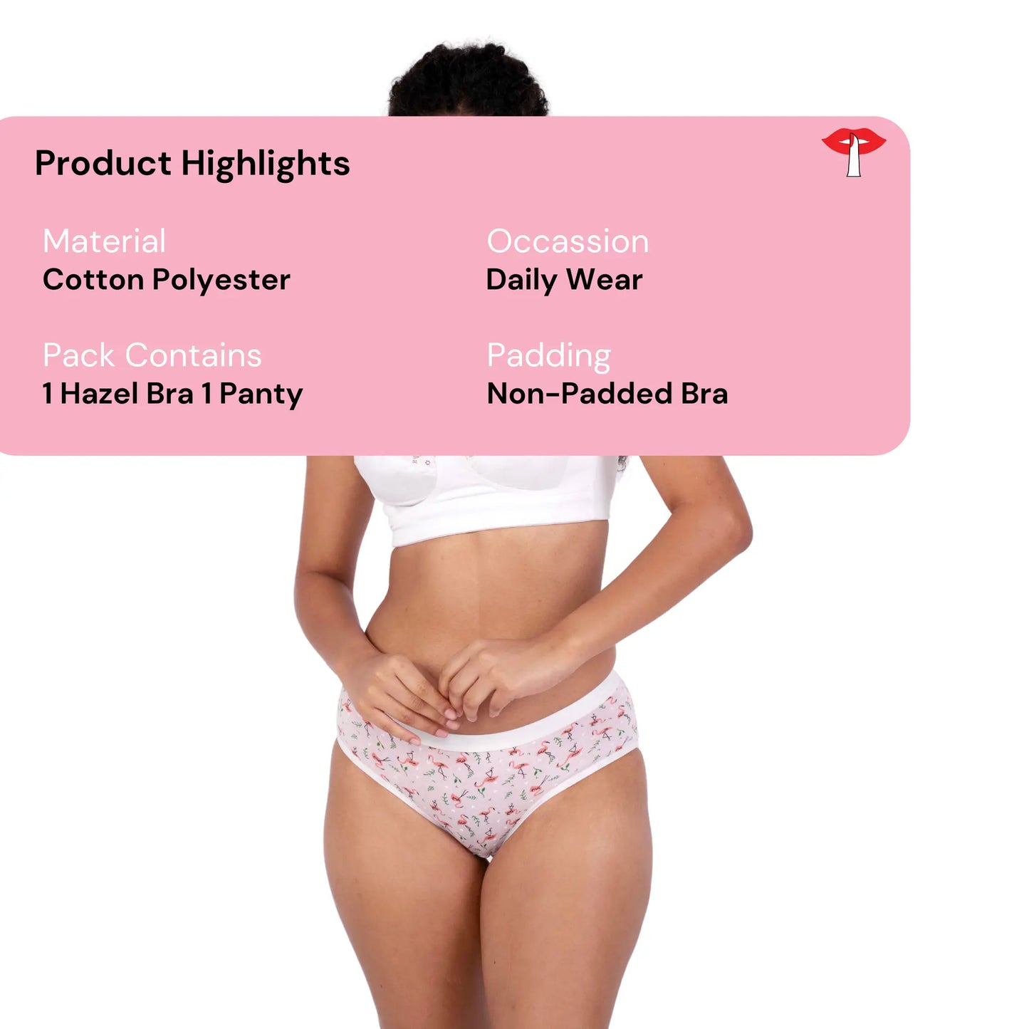 White Hazel Net Bra design and panty set for daily wear product information image by gossip by mybra