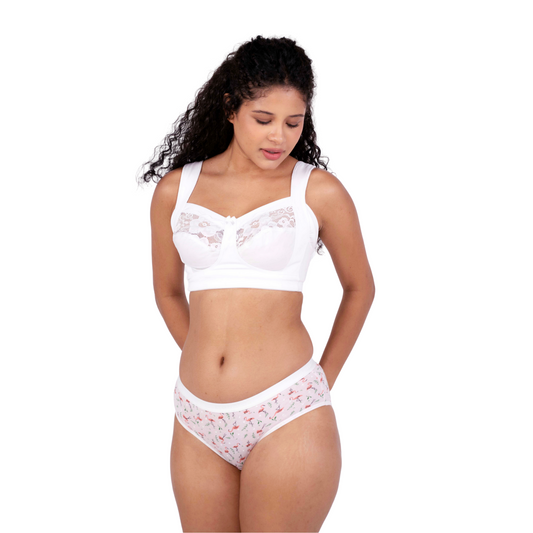 White Hazel Net Bra design and panty set for daily wear Right view by gossip by mybra