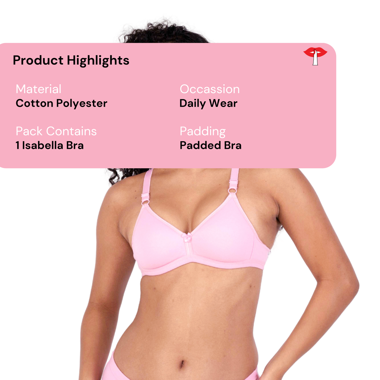 Baby Pink isabella padded bra product information by gossip by mybra