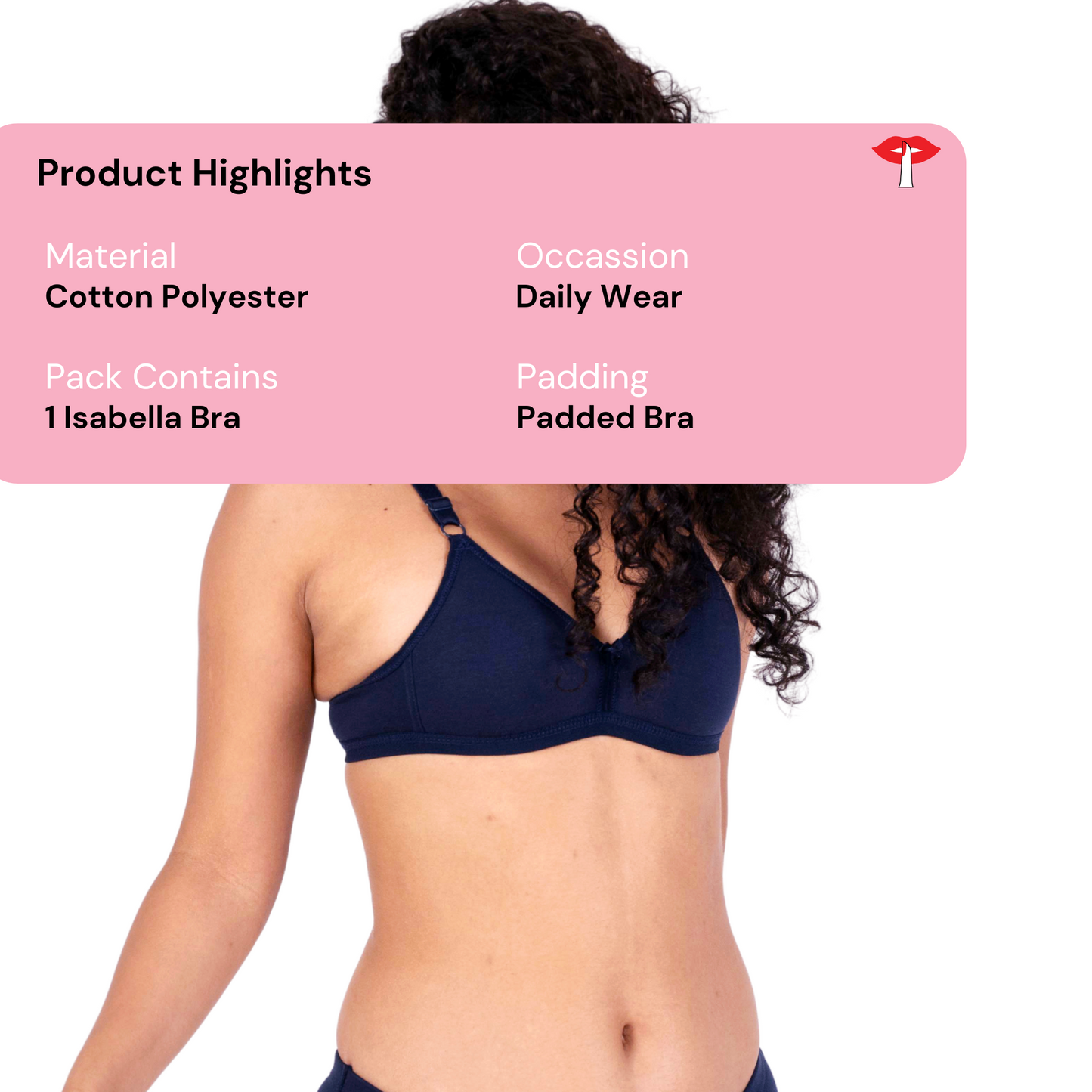 Navy Blue isabella padded bra product information by gossip by mybra