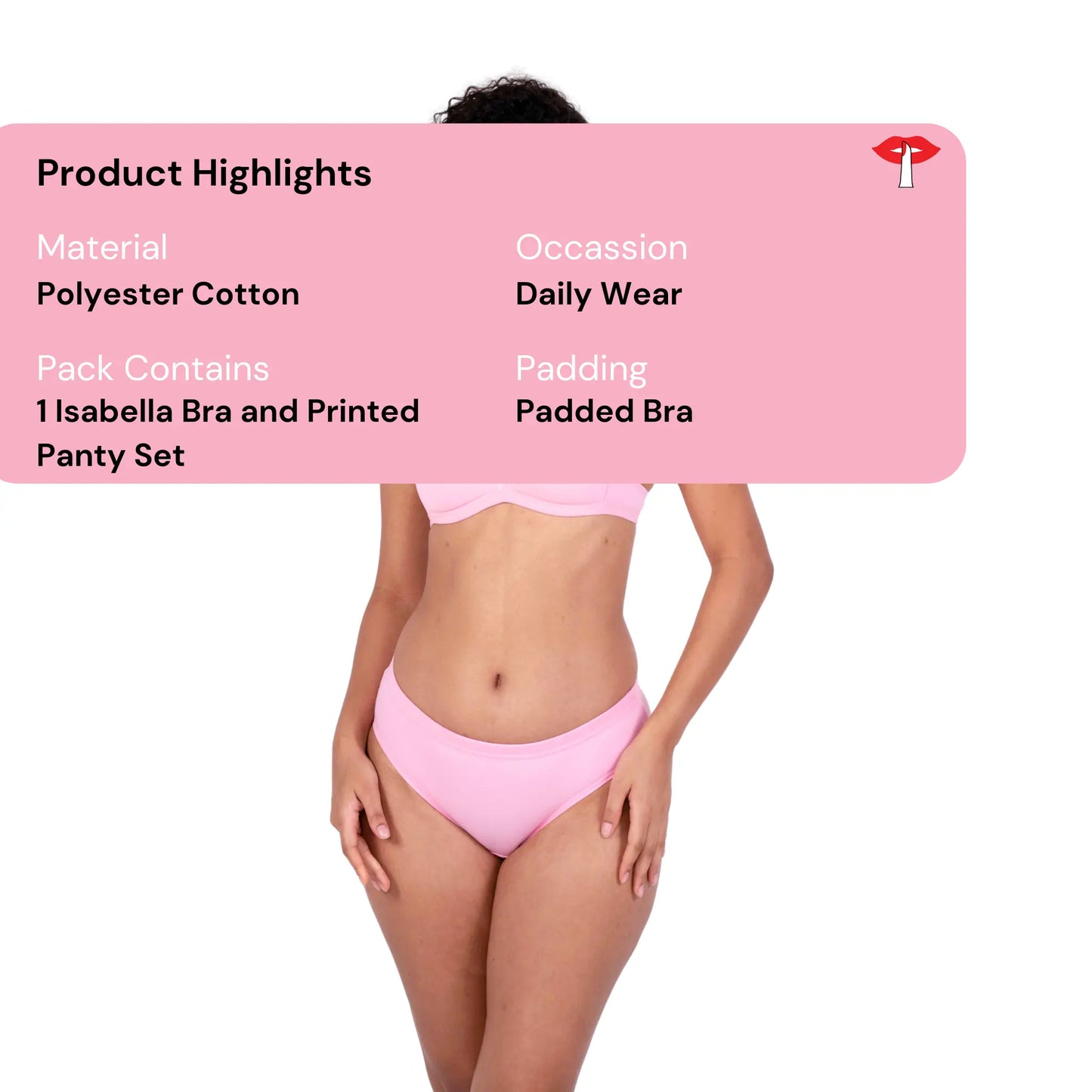 Baby Pink isabella padded bra and panty set - product information by gossip by mybra