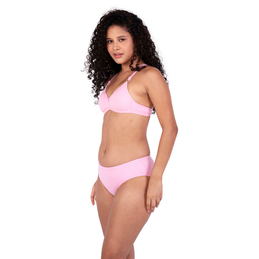 Baby Pink isabella padded bra and panty set - left view by gossip by mybra