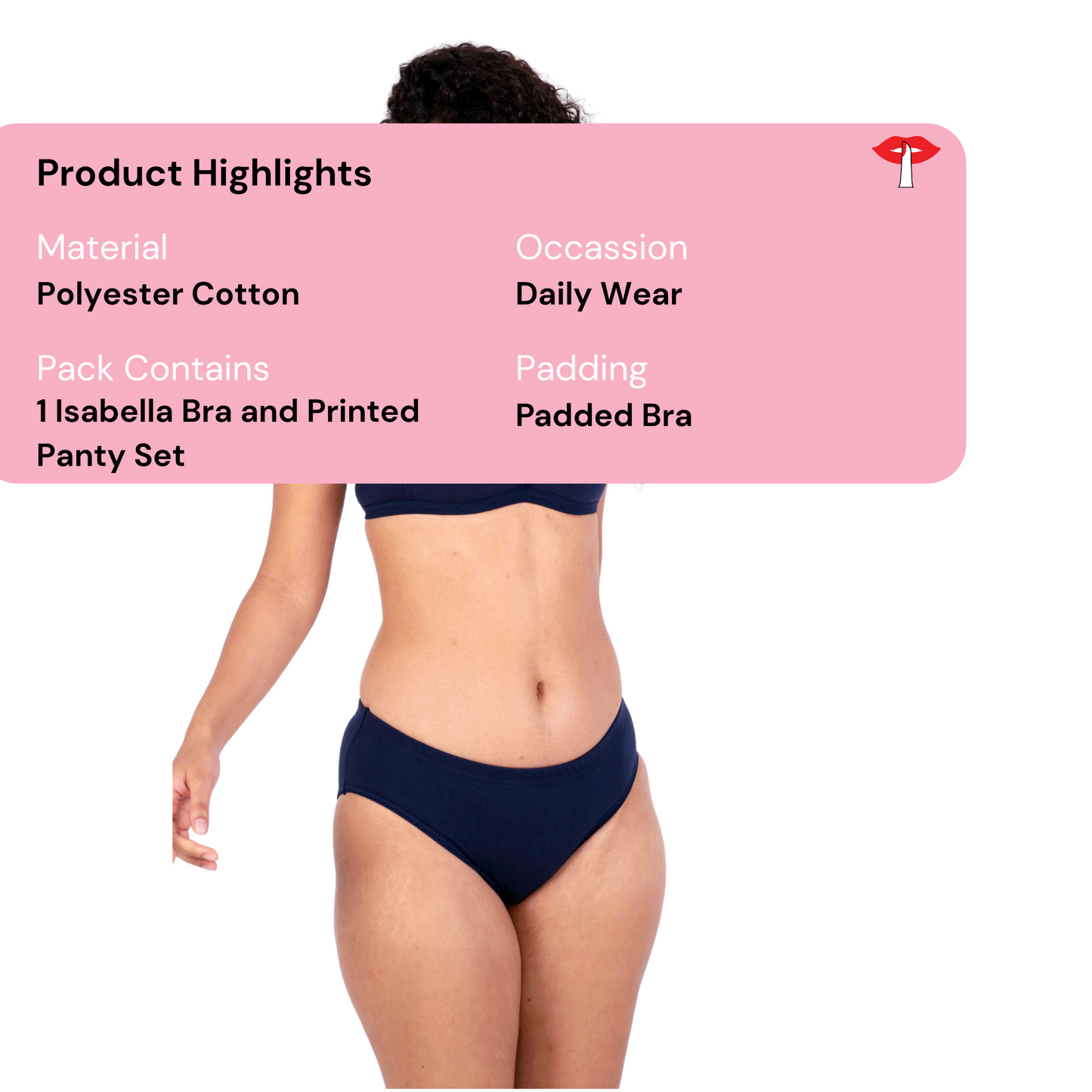 Navy Blue isabella padded bra and panty set - product information by gossip by mybra