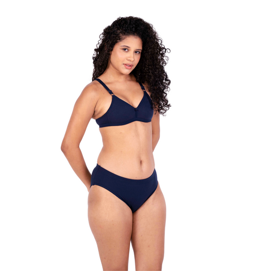 Navy Blue isabella padded bra and panty set - right view by gossip by mybra