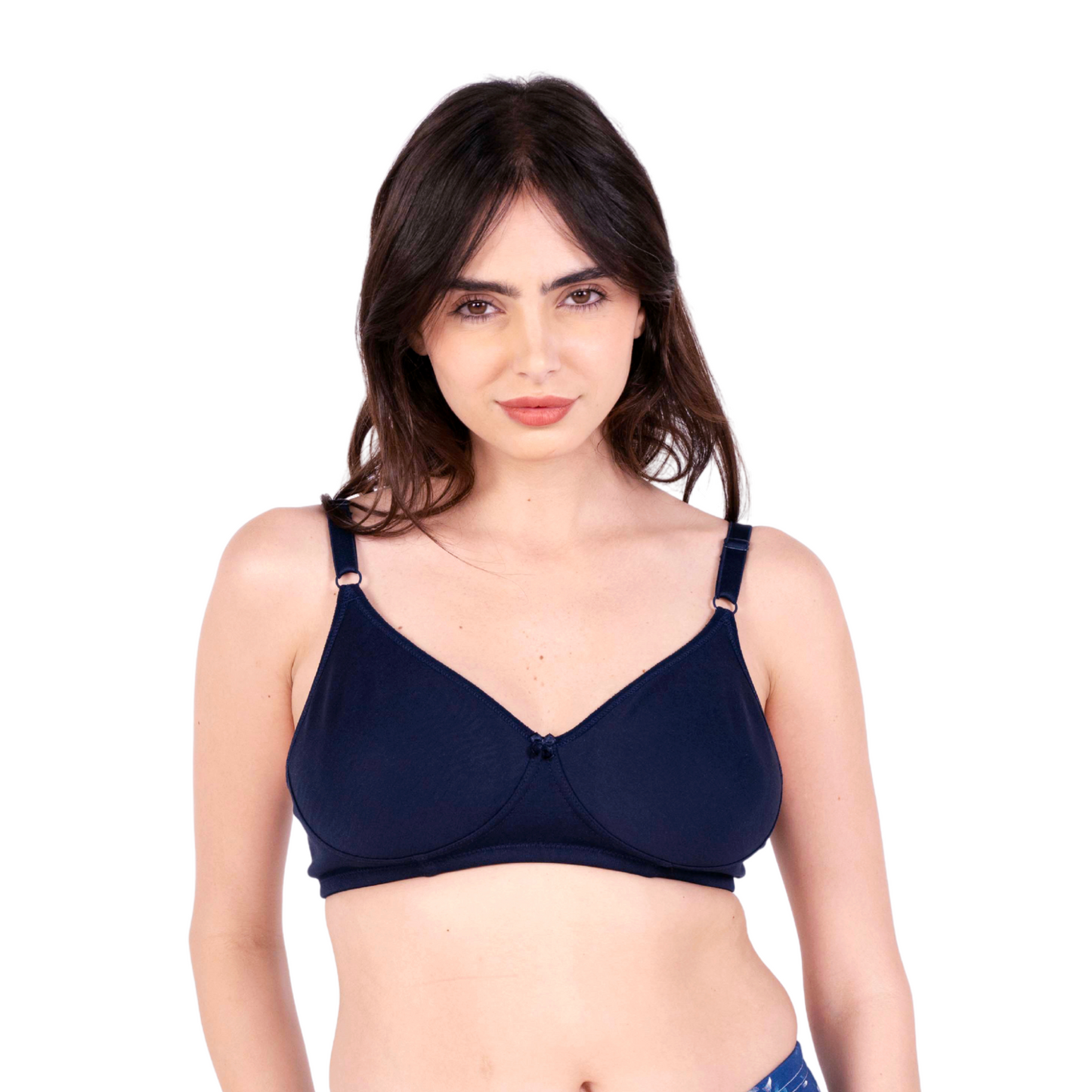 Navy Blue daily wear bra front view by gossip by mybra