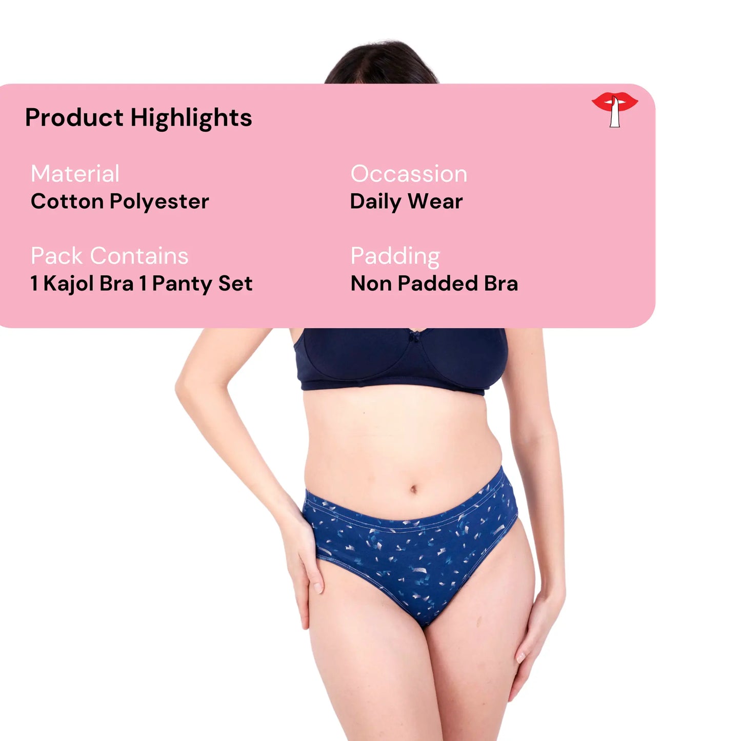Navy Blue daily wear lingerie set product information image by gossip by mybra