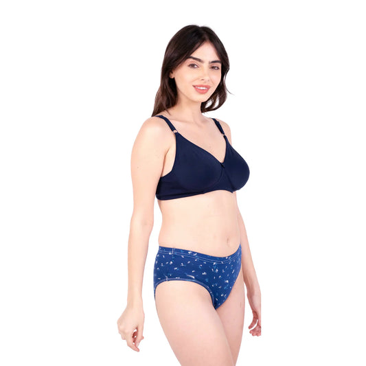 Navy Blue daily wear lingerie set right view by gossip by mybra