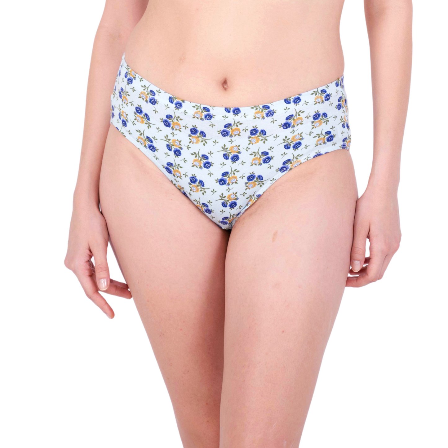 Buy Light Blue Floral Printed Panties Online Front View On Gossip By Mybra Lingerie