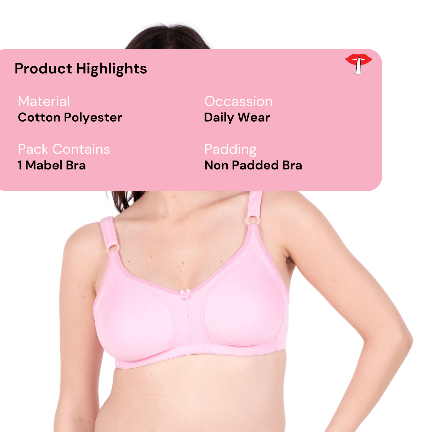 Baby Pink Non Padded bra Product Information Image by gossip by mybra