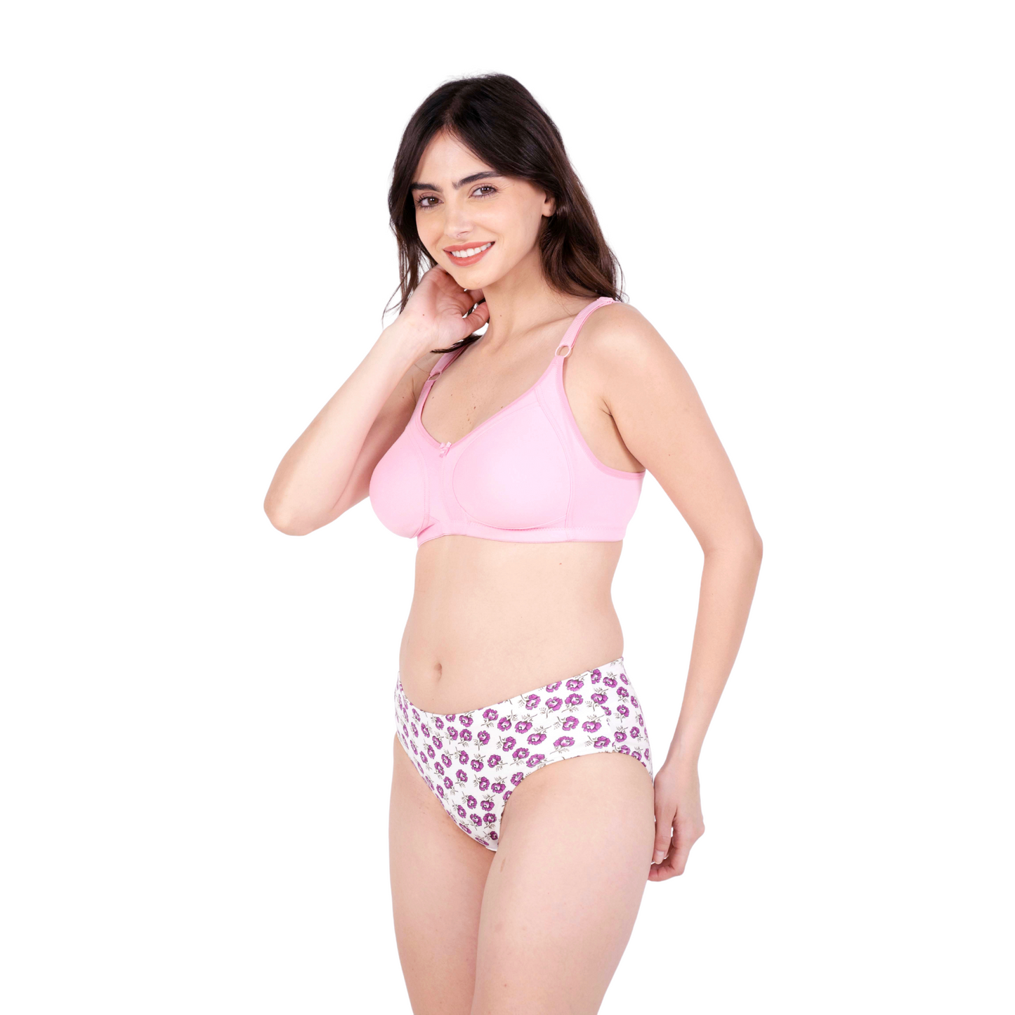 Baby Pink Non Padded bra and panty set left view by gossip by mybra