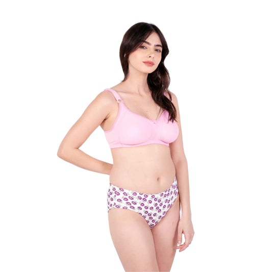 Baby Pink Non Padded bra and panty set right view by gossip by mybra