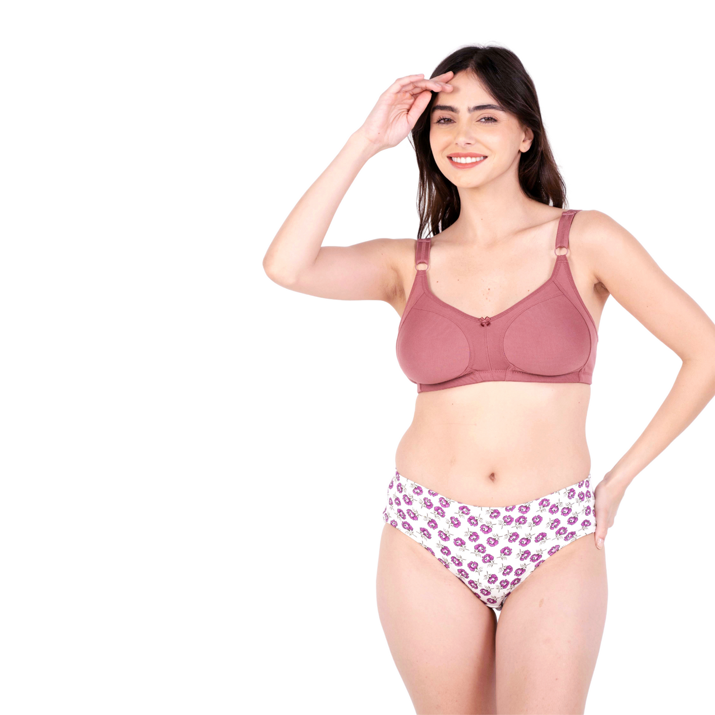 Brick Non Padded bra and panty set front view by gossip by mybra