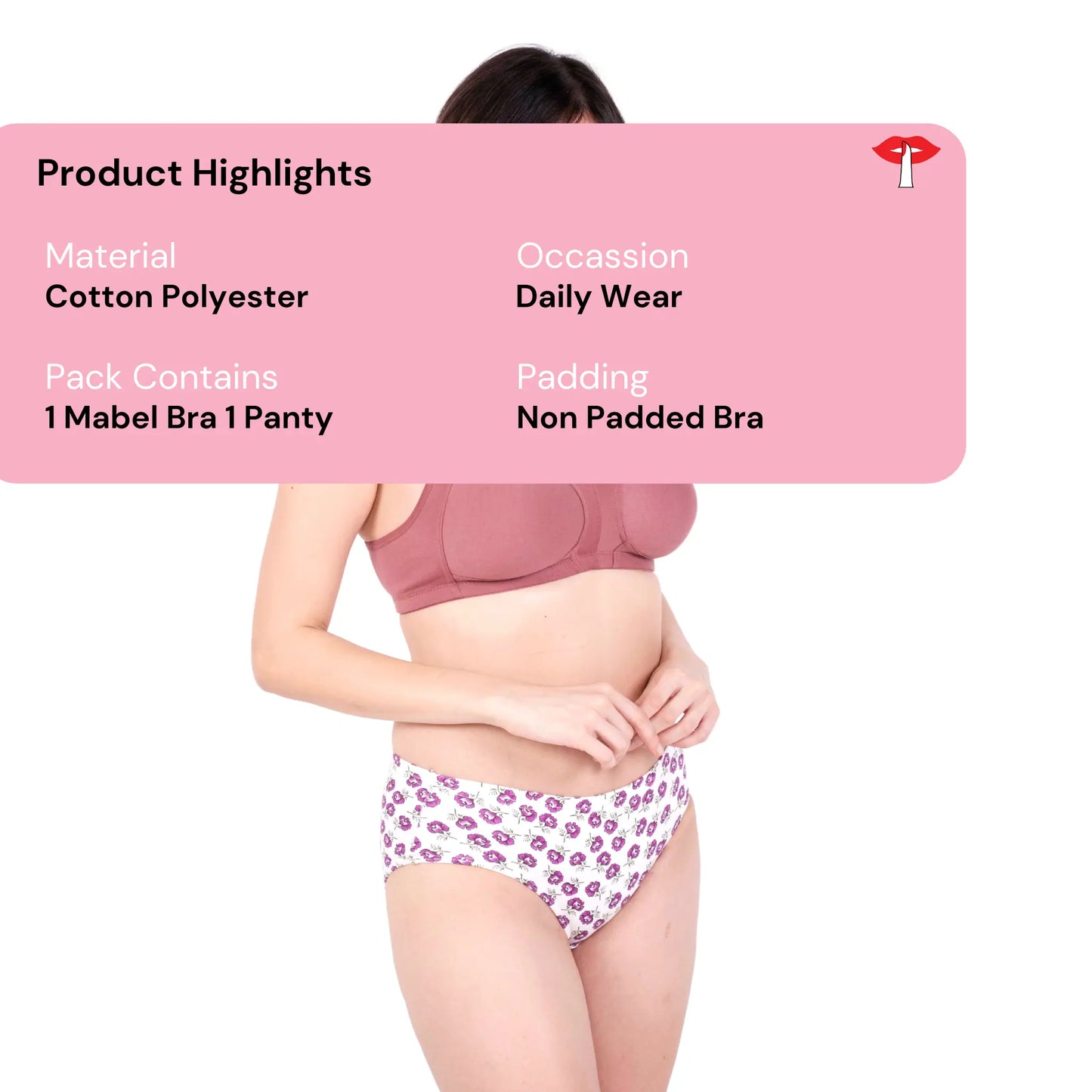 Brick Non Padded bra and panty set product information image by gossip by mybra