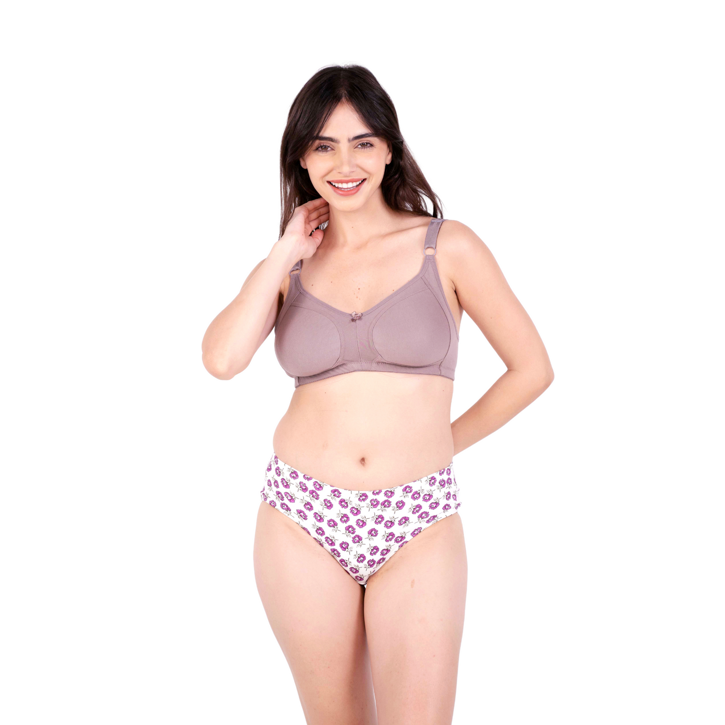 Hazelnut Non Padded bra and panty set front view by gossip by mybra