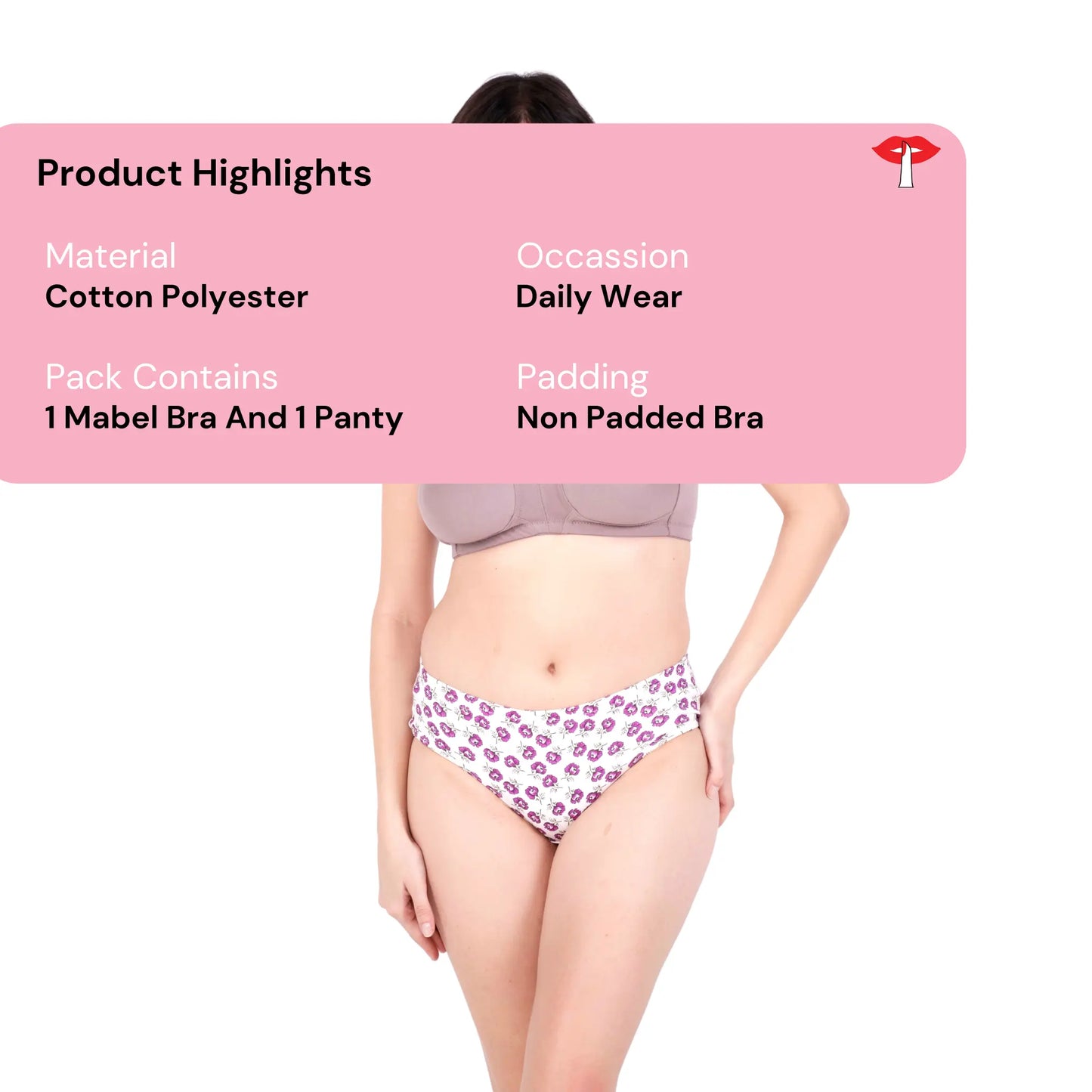 Hazelnut Non Padded bra and panty set product information image by gossip by mybra