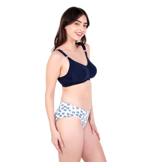 Navy Blue Non Padded bra and panty set right view by gossip by mybra