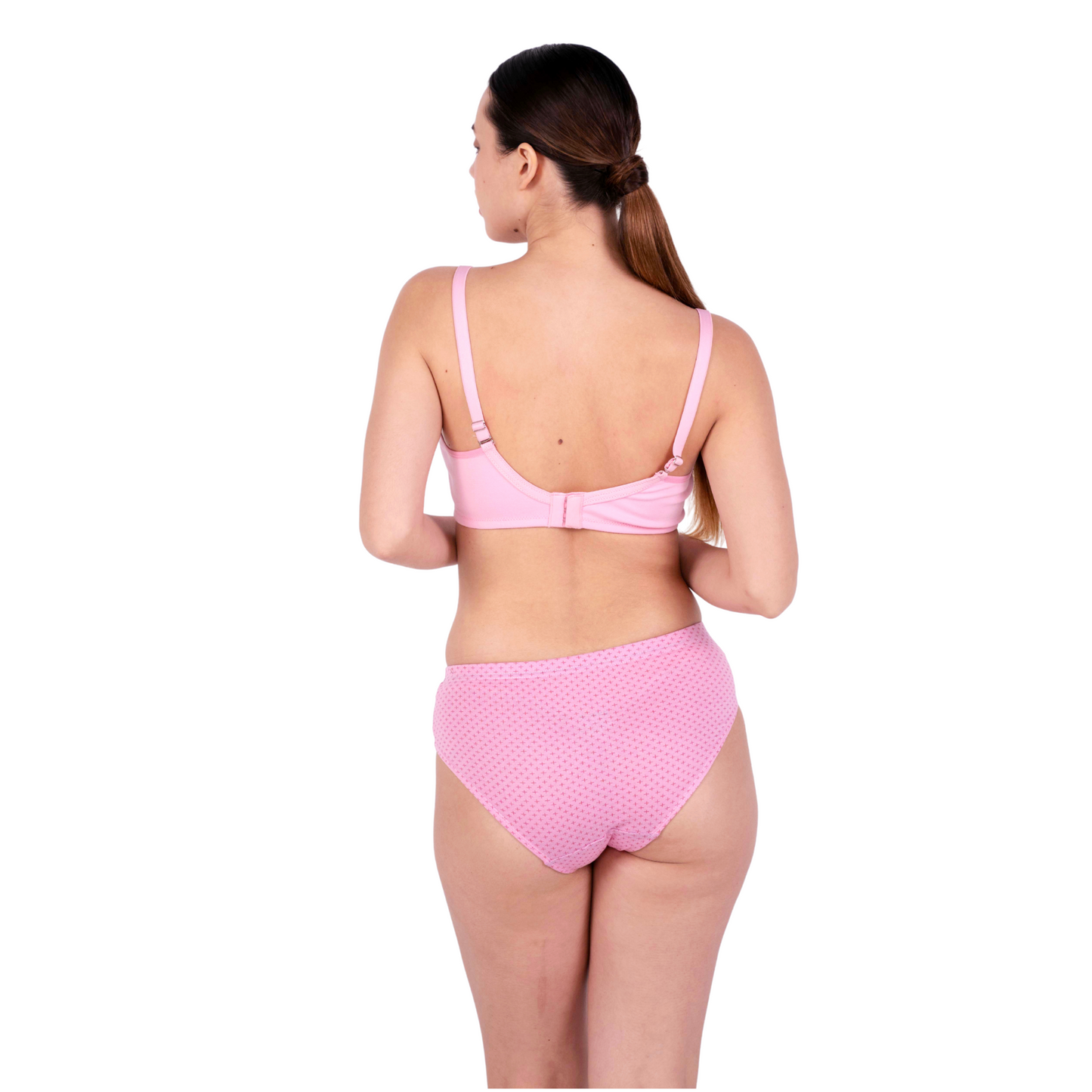 Shop Magnolia Baby Pink Net Design Bra and panty set Back View By Gossip By Mybra Online
