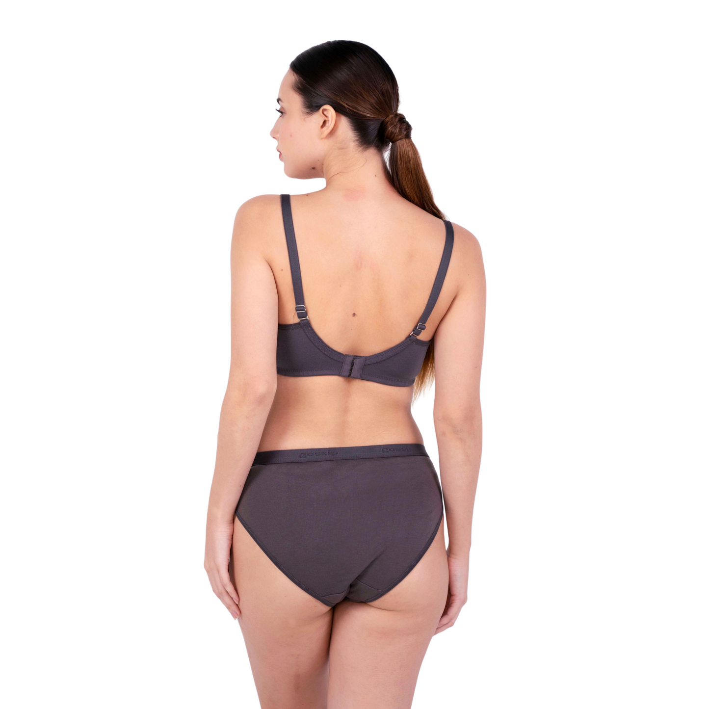 Shop Magnolia Coffee Brown Stylish Design Bra and panty set Back View By Gossip By Mybra Online.