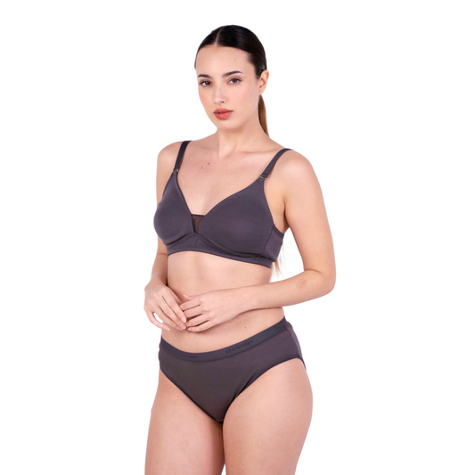 Shop Magnolia Coffee Brown Stylish Design Bra and panty set Left View By Gossip By Mybra Online.