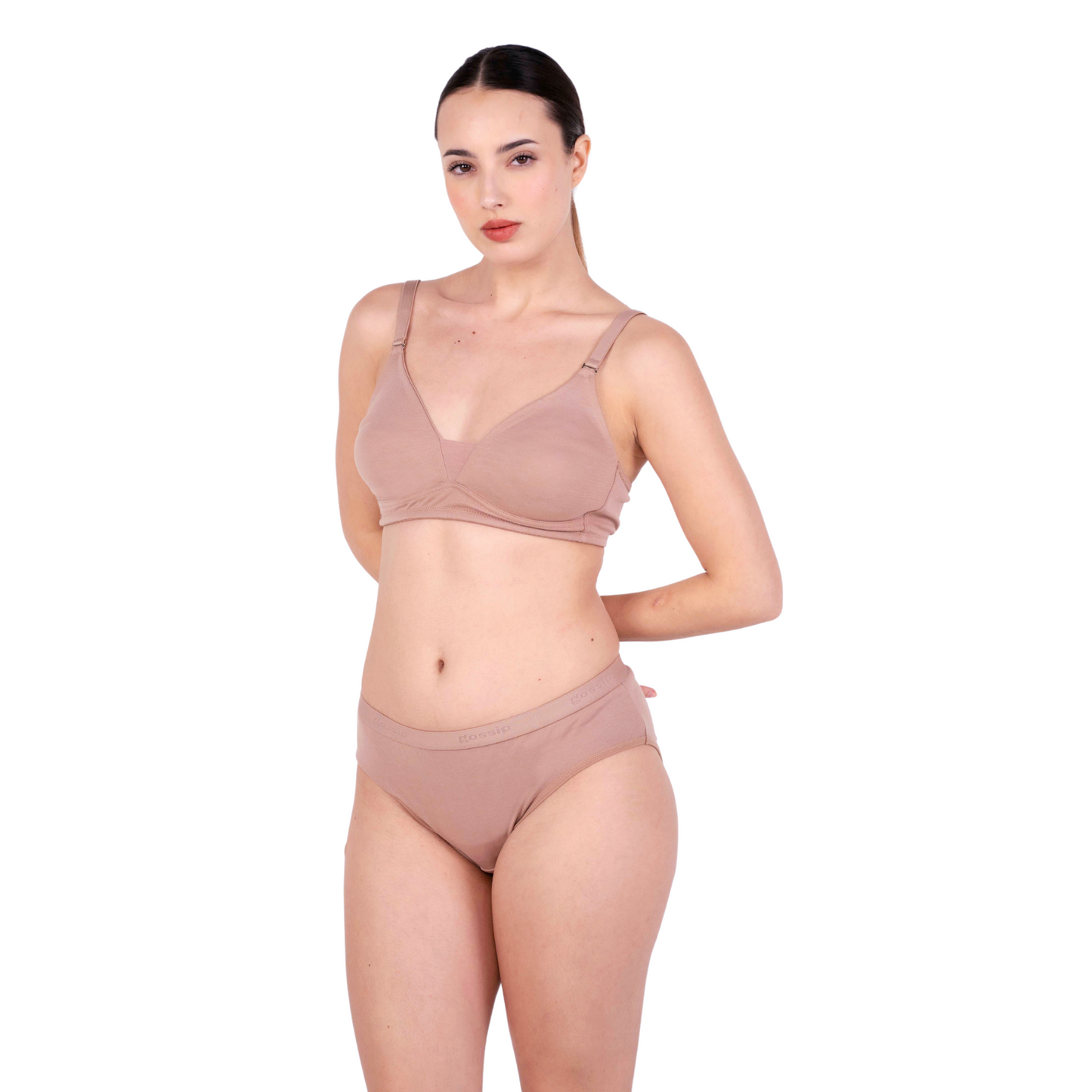 Shop Magnolia Fawn Net Design Bra and panty set Front View By Gossip By Mybra Online