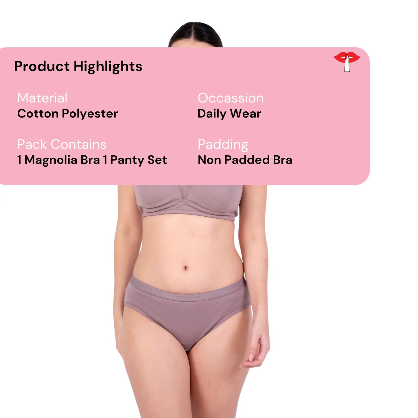 Shop Magnolia Hazelnut Net Design Bra and panty set Product Information By Gossip By Mybra Online